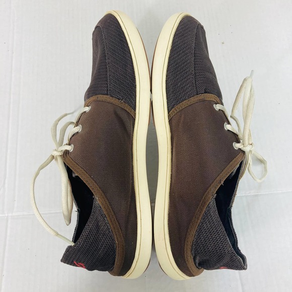 Olukai Mens Siz 11 Nohea Lace Up Mesh Casual Shoes Brown Drop In Heel Slip On - Picture 5 of 9